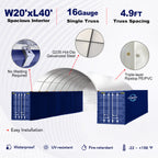 20x40 ft Container Shelter with Closed Back Panel