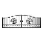 20x8 ft Steel Dual Swing Driveway Gate with Wider Goalposts