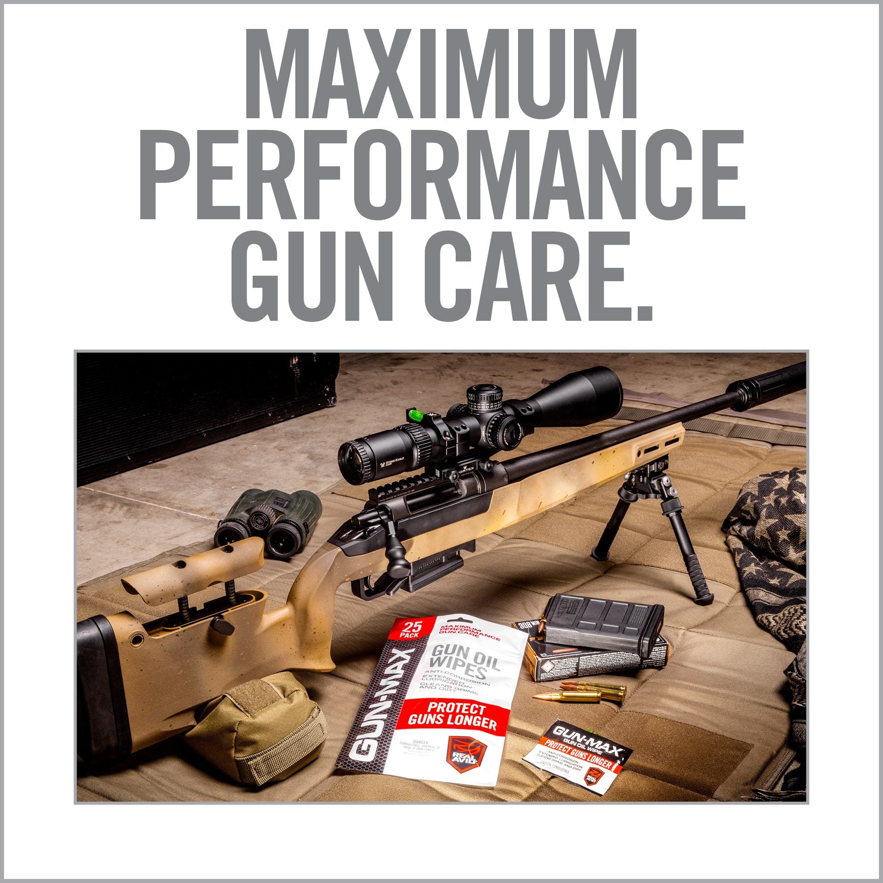 Gun-Max Gun Oil Wipes – 25 Pack