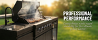 85" 4-Burner 72000 BTU Black Outdoor Kitchen Island Grill with Compact Refrigerator Marble Countertops Sink