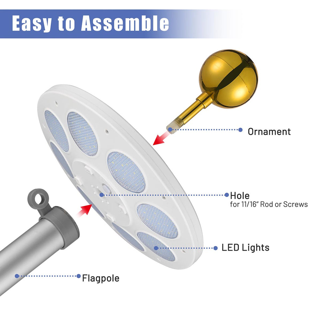 Yescom EZ GO Telescopic Flagpole with Light & Tire Mount