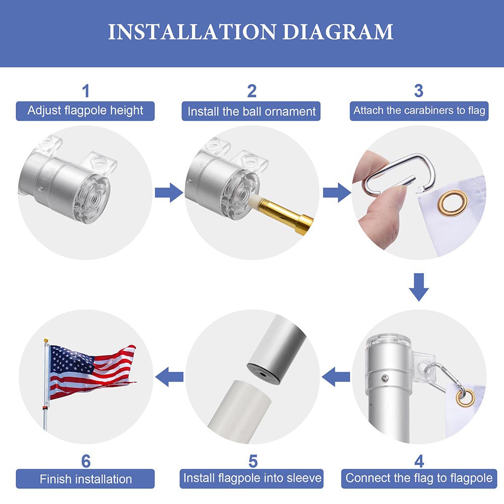 Yescom EZ GO Telescopic Flagpole with Regal Eagle