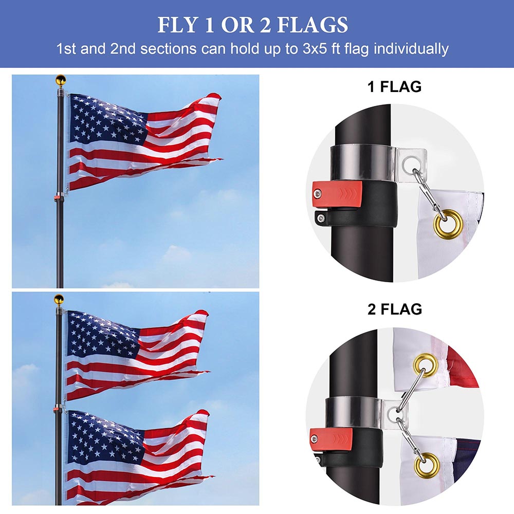 Yescom EZ GO Telescopic Flagpole with Tire Mount