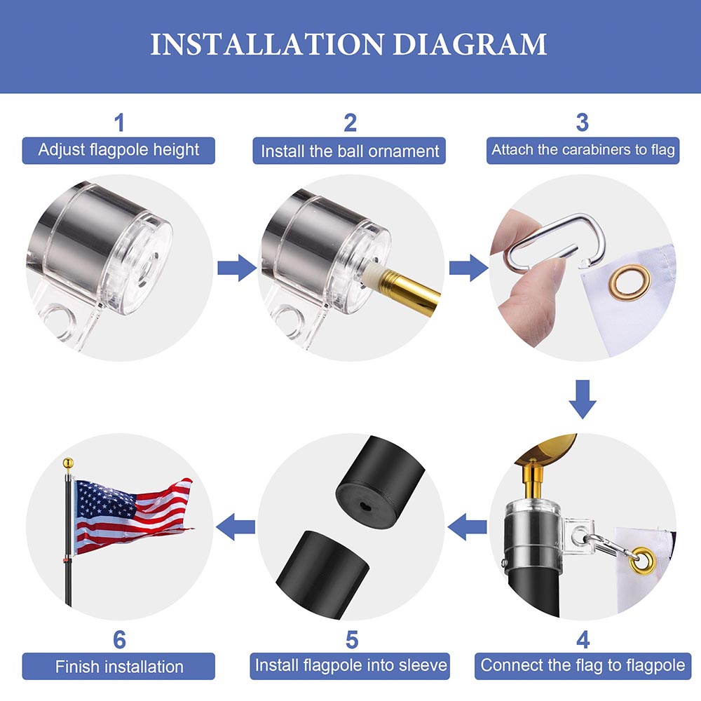 Yescom EZ GO Telescopic Flagpole with Tire Mount