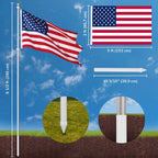 Yescom 10' Aluminum Sectional Flag Pole Set In Ground Flagpole