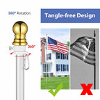 Yescom 10' Aluminum Sectional Flag Pole Set In Ground Flagpole