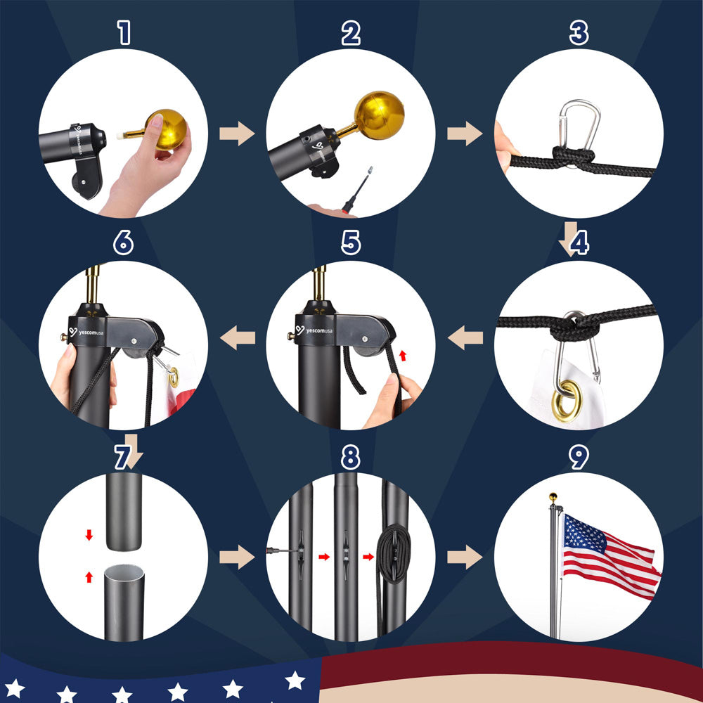 Yescom Bravery 13Gauge Aluminum Flagpole (20', 25', 30' Options)