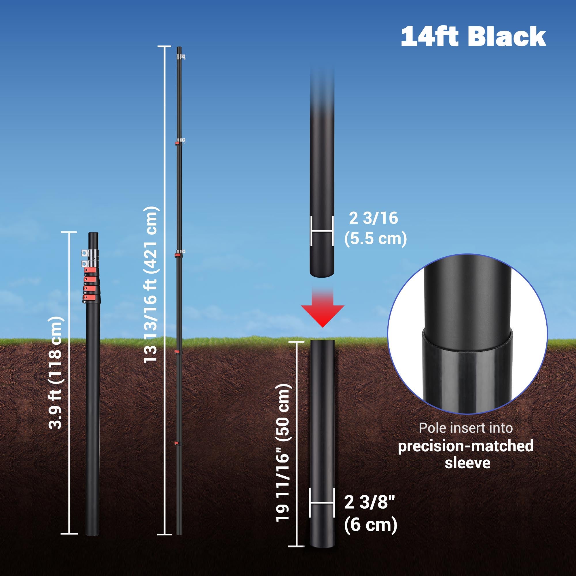 Yescom Telescoping Antenna Mast for Starlink Gen3 to V5, RV