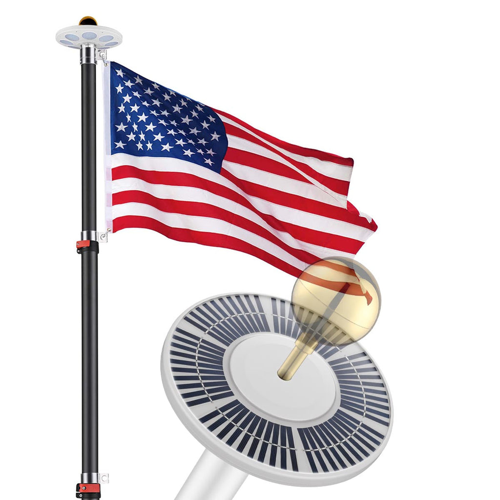 Yescom Telescopic Flag Pole with Light(20ft,25ft,30ft Options)