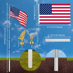 Yescom EZ GO Telescopic Flagpole with Regal Eagle