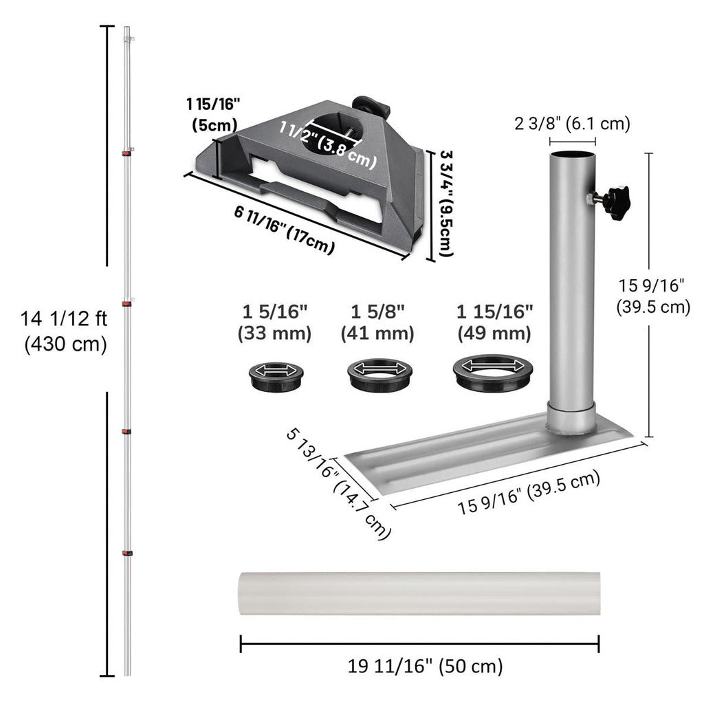 Yescom Starlink Mini Pole Mount D2.75" with Tire Mount(14'-30' Options)