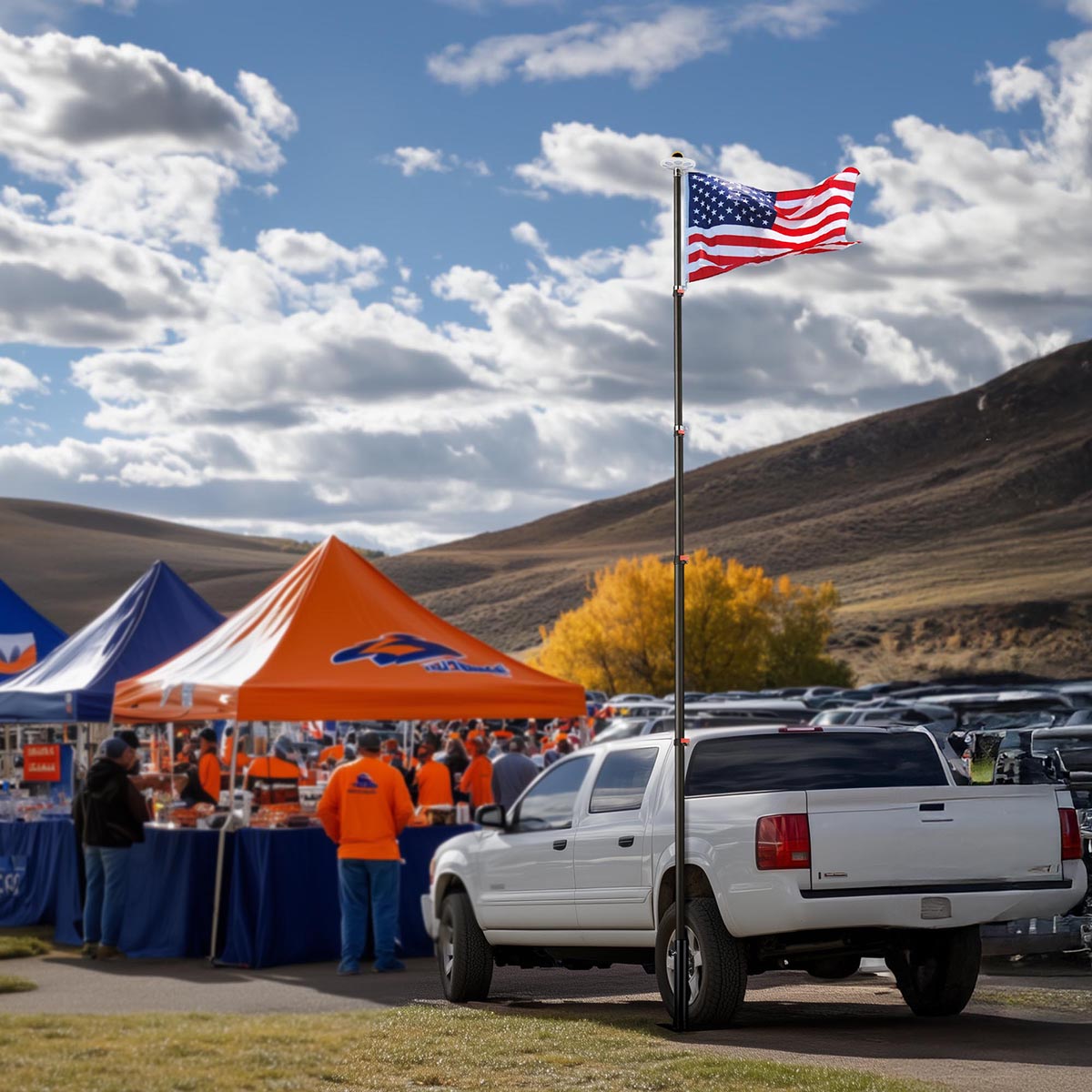 Yescom EZ GO Telescopic Flagpole with Light & Tire Mount