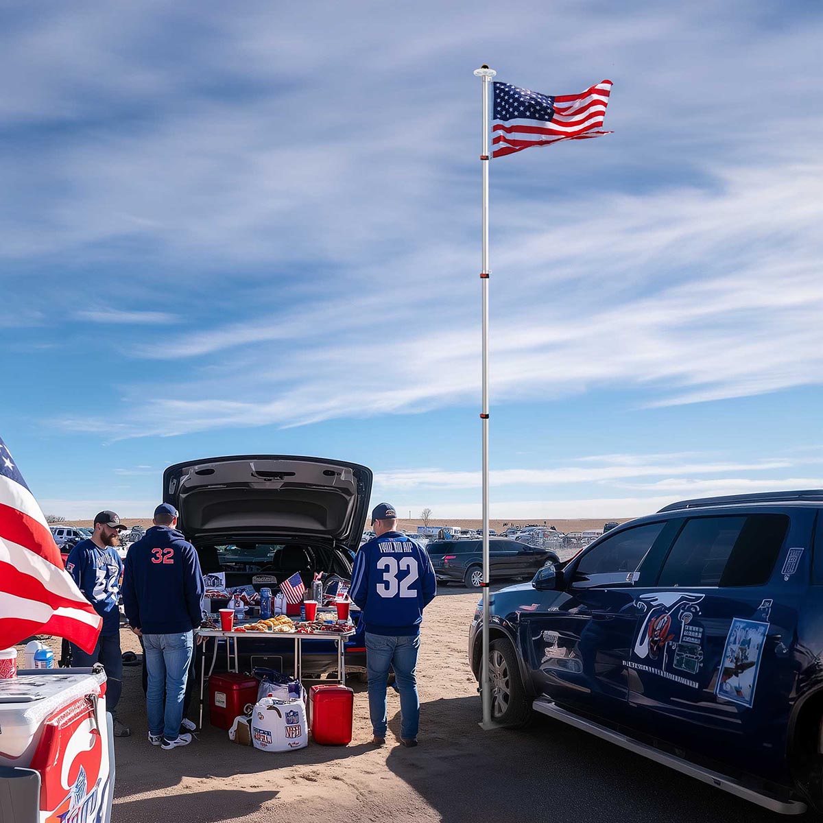 Yescom EZ GO Telescopic Flagpole with Light & Tire Mount
