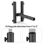 Yescom Hitch Mount Dual Flag Pole Holder for 1 9/16" Receiver(1"-2" Poles)