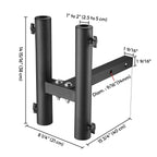 Yescom Hitch Mount Dual Flag Pole Holder for 1 9/16" Receiver(1"-2" Poles)