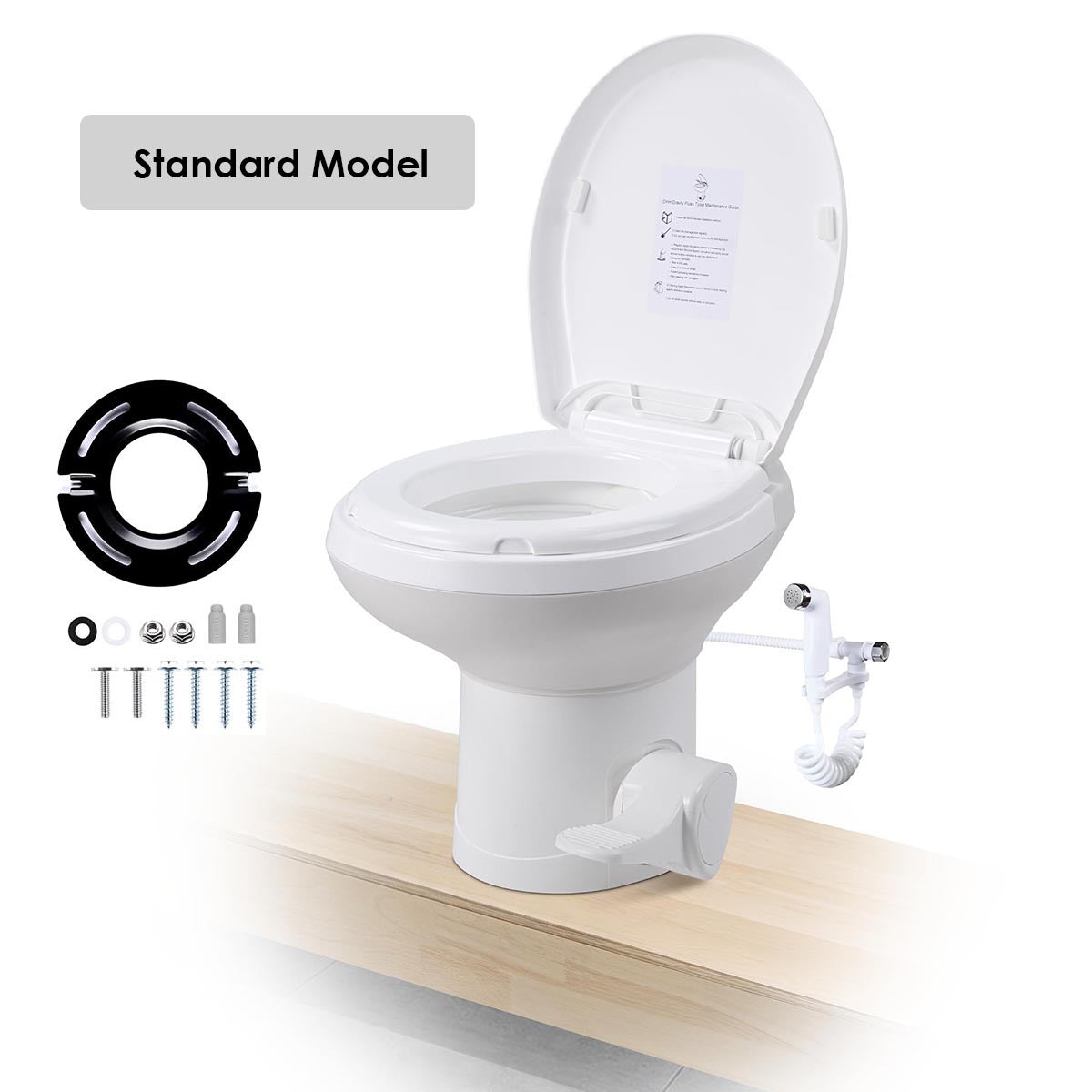 Yescom 15" Seat Height RV Toilet with Handheld Bidet Sprayer