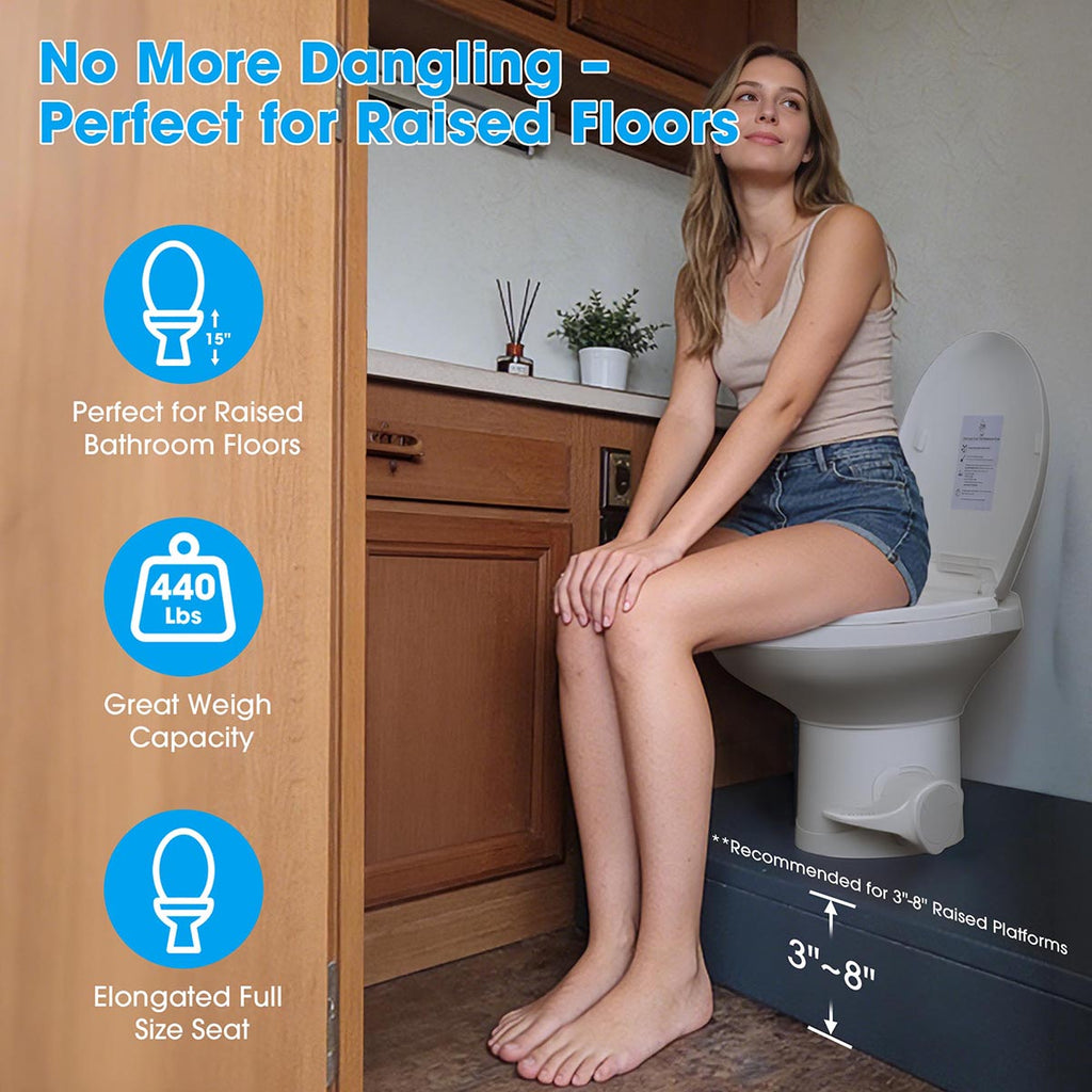 Yescom 15" Seat Height RV Toilet with Handheld Bidet Sprayer