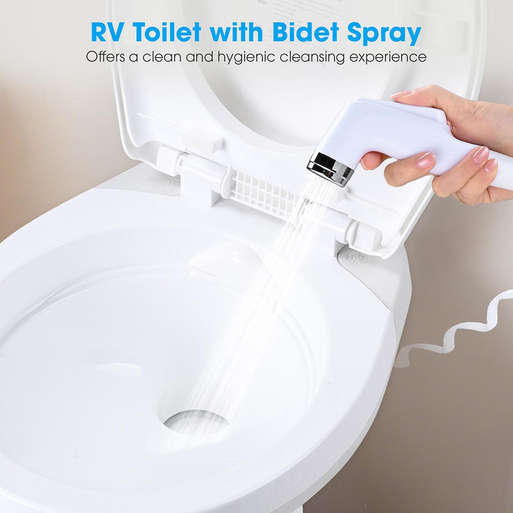Yescom 15" Seat Height RV Toilet with Handheld Bidet Sprayer