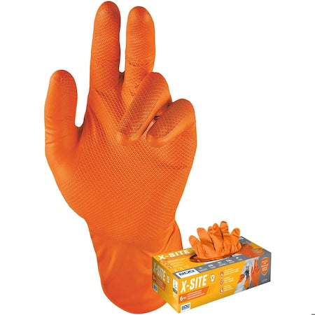 99-1-6100B, Disposable Gloves, 6 mil Palm, Nitrile, Powder-Free, 2XL, 50 PK, Orange