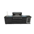 115" 6-Burner 85,000 Black Outdoor Kitchen Island Grill Rotisserie kit