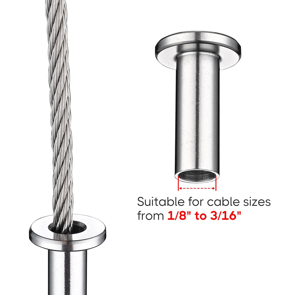 Yescom T316 Cable Railing Grommets for Level & Stair Posts 1/8"-3/16"