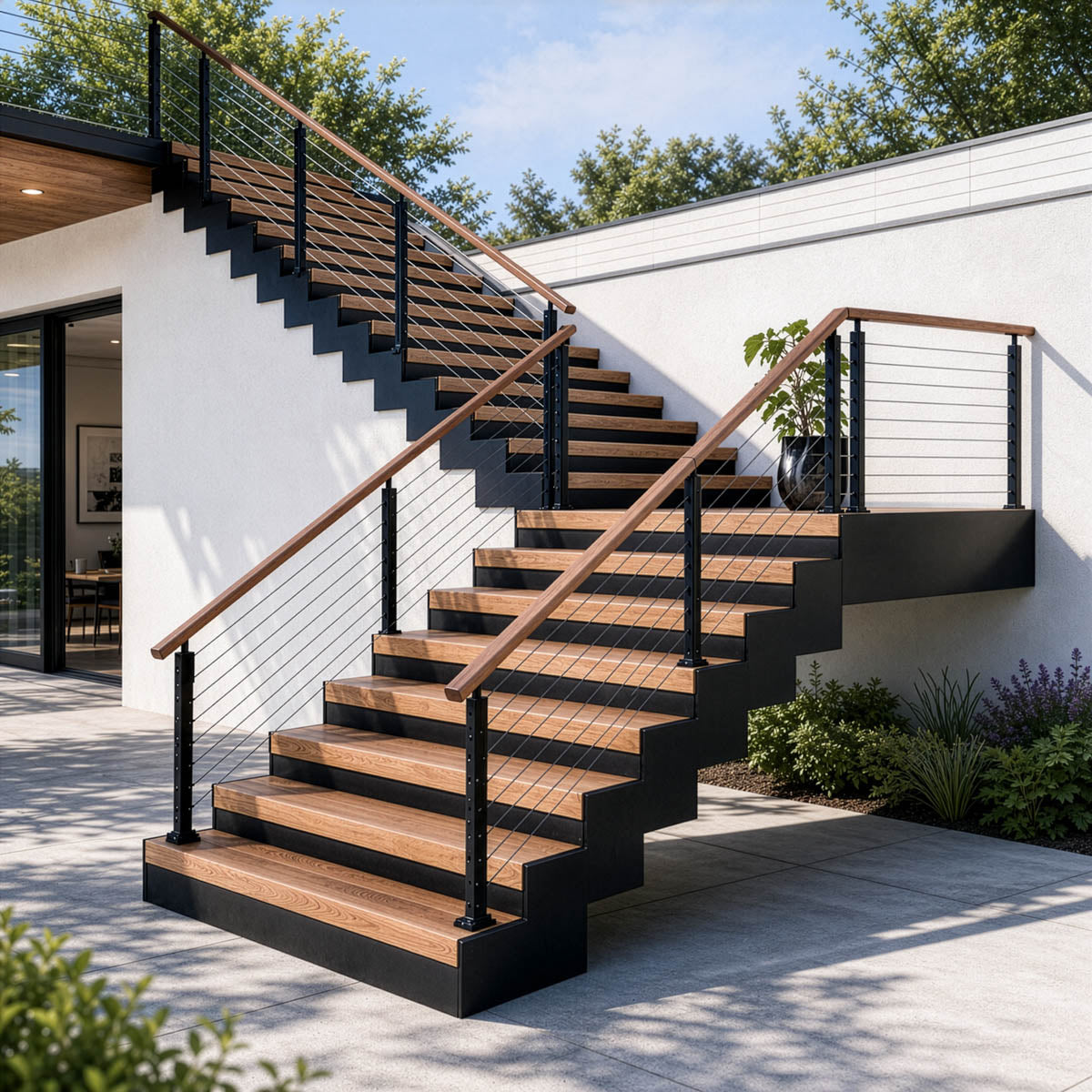 Yescom 36in T304 Stainless Steel Cable Railing Stair Post (2x2, 16G)