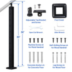 Yescom 36in T304 Stainless Steel Cable Railing Stair Post (2x2, 16G)