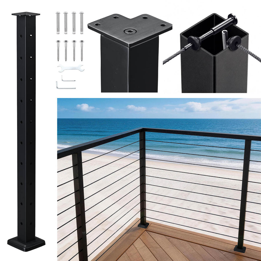 Yescom 36in T304 Stainless Steel Cable Railing Corner Post (2x2, 16G)