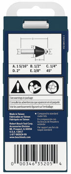 BOSCH 85298MC 1-5/16 In. x 45° Carbide-Tipped Chamfer Router Bit