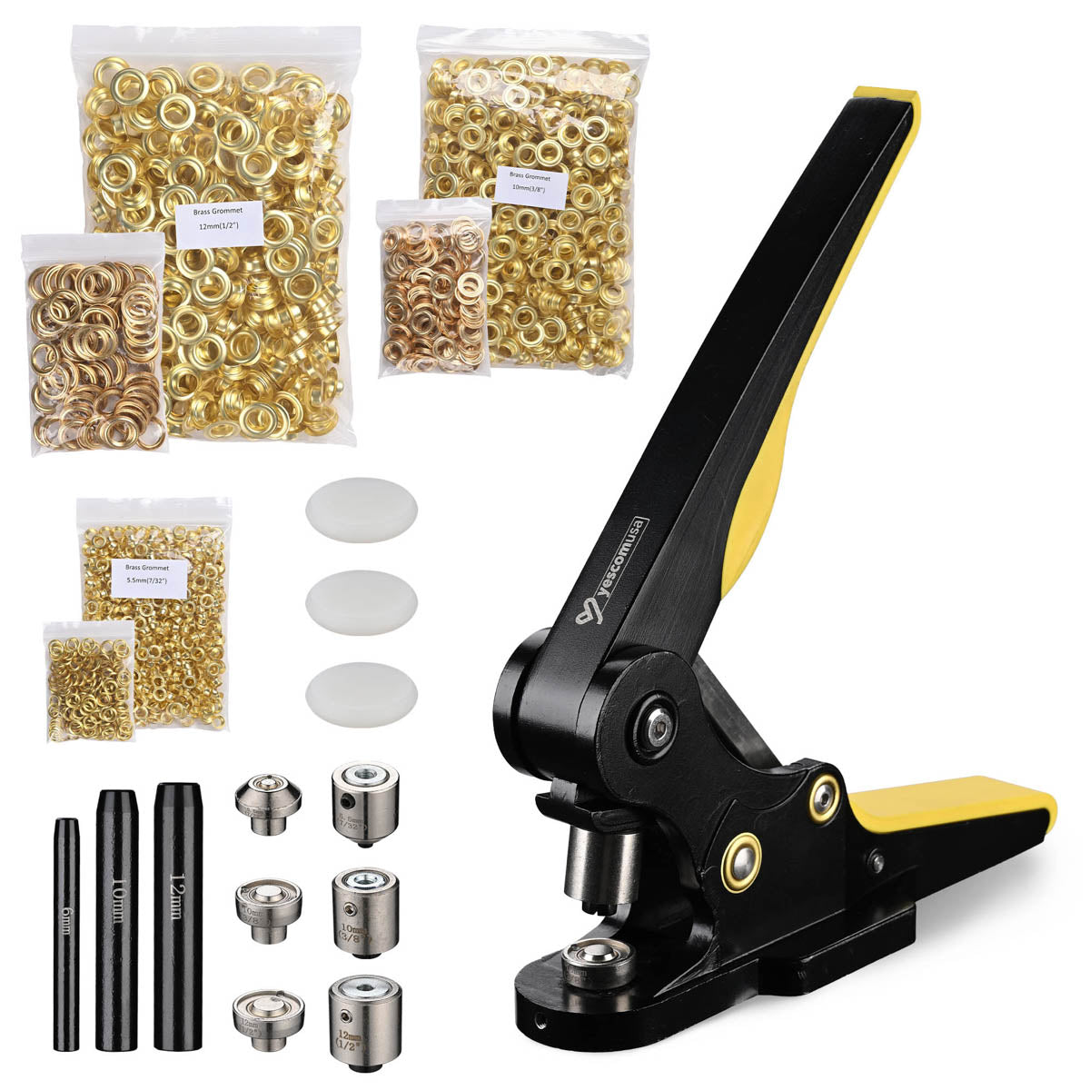 Yescom Eyelet Grommet Press with Dies, Copper Grommet & Washer