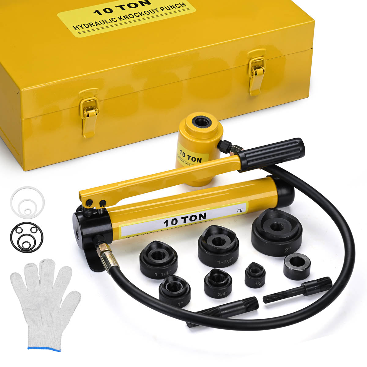 Yescom 10 Ton Hydraulic Punch Press w/ 6 Piece Tool Kit