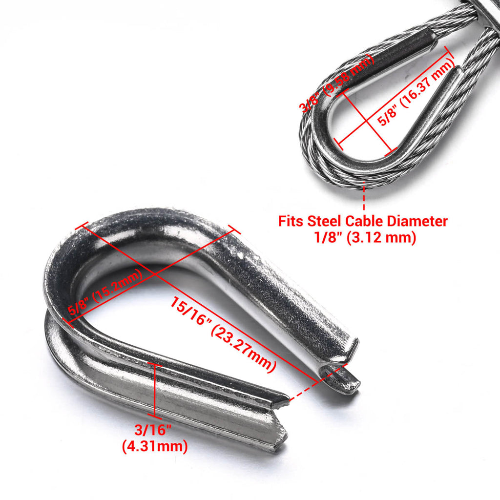 Yescom Stainless Steel Wire Cable Thimble 50ct/pk