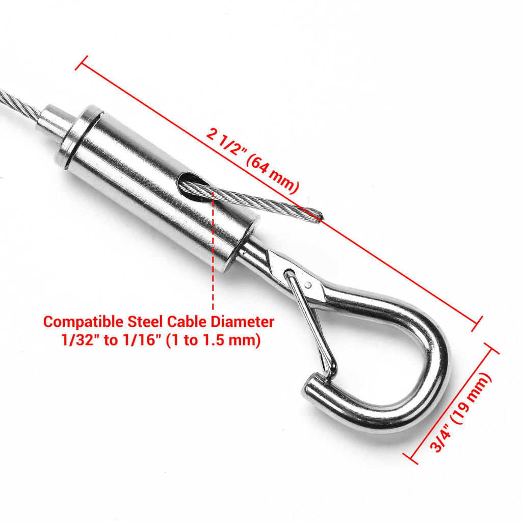 Yescom Adjustable Q-Hanger Hooks with Buckles for 1-1.5mm Wire Cable 20ct.