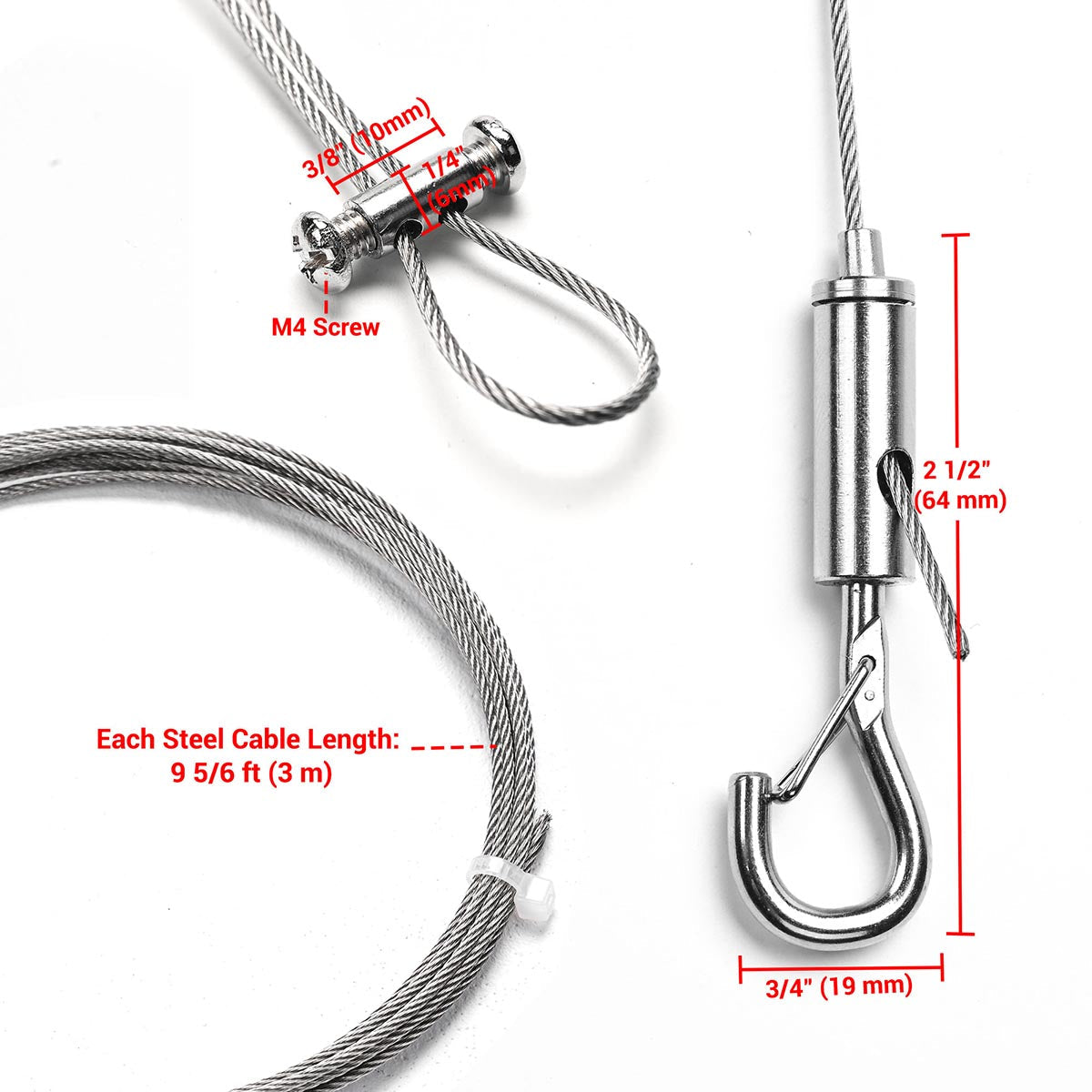 Yescom Inflatable Mirror Ball Hanging Kit (30ft 304 SS Cable & Hangers)
