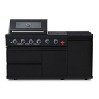 65" 4-Burner 72,000 BTU Black Outdoor Kitchen Island Grill +Side Burner + Marble Countertops