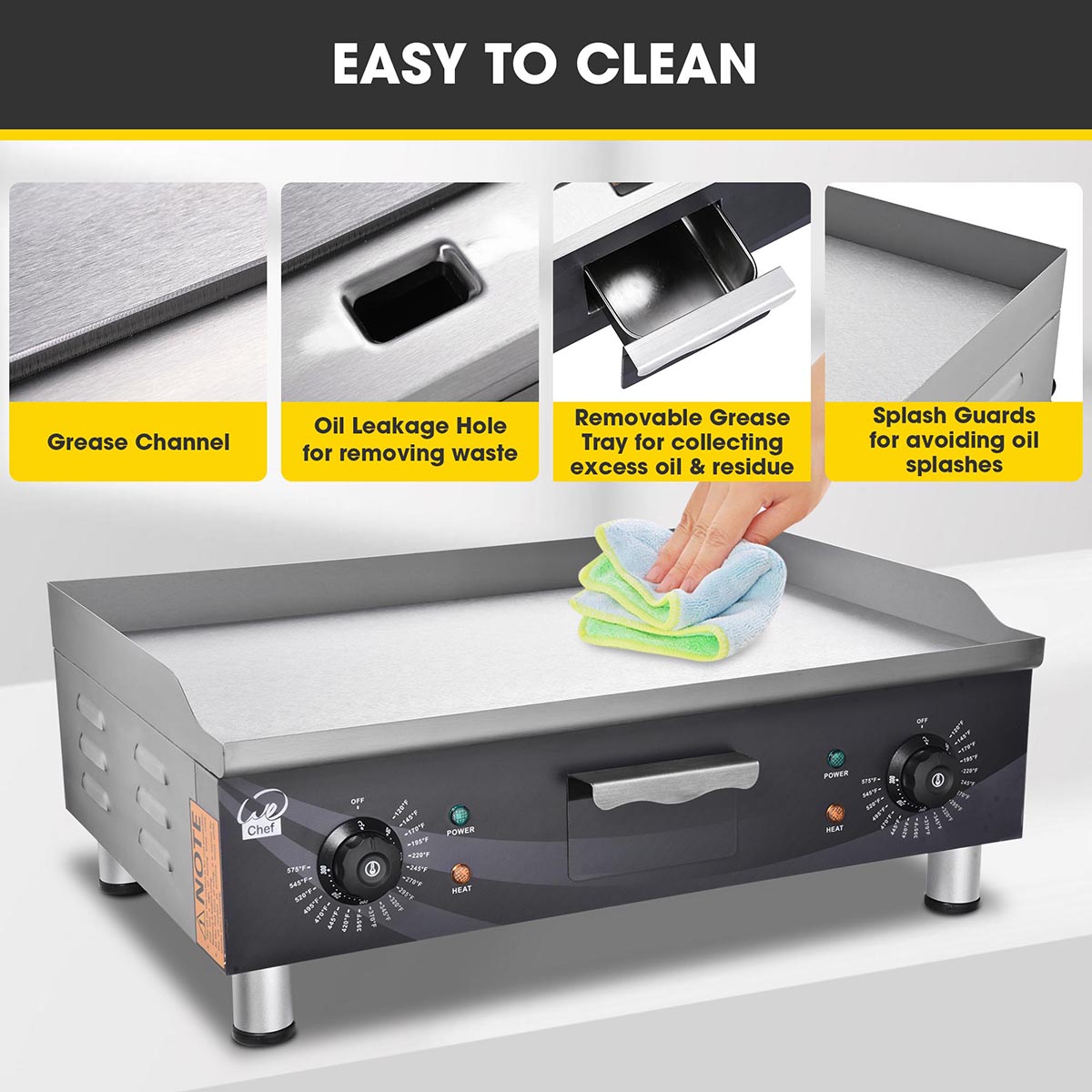 Yescom Electric Countertop Griddle Flat Grill 24in 3500W