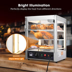 Yescom Pizza Food Warmer Commercial Countertop Display Case 3-Tier 15x15x20