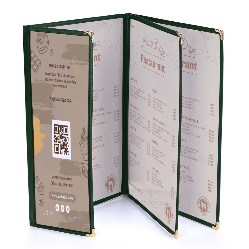 Yescom 30x Menu Covers Cafe Restaurant Green 8.5x14 & 4.25x14