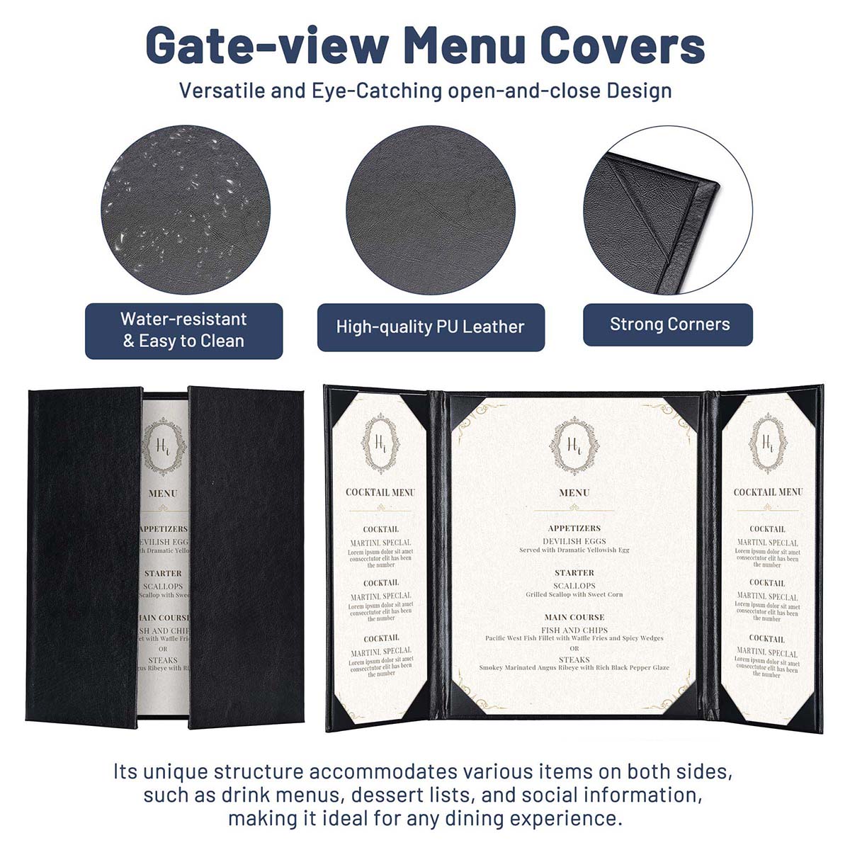 Yescom 8.5x11 PU Leather Menu Covers Set(5)