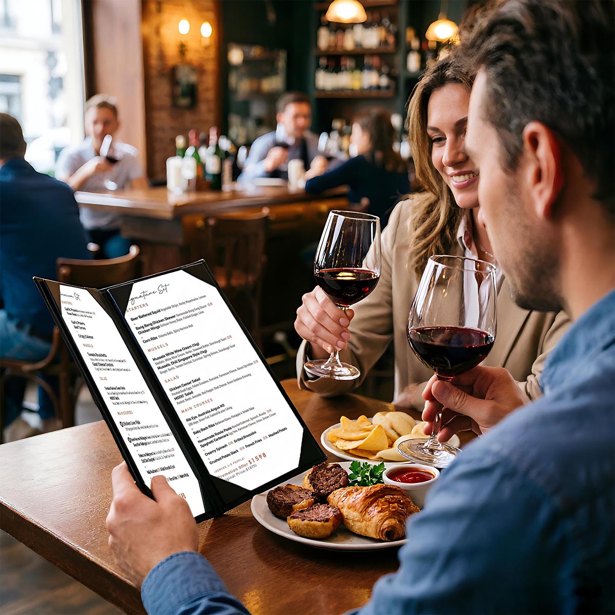 Yescom 4.25x11 PU Leather Bar Wine Menu Covers Set(5)