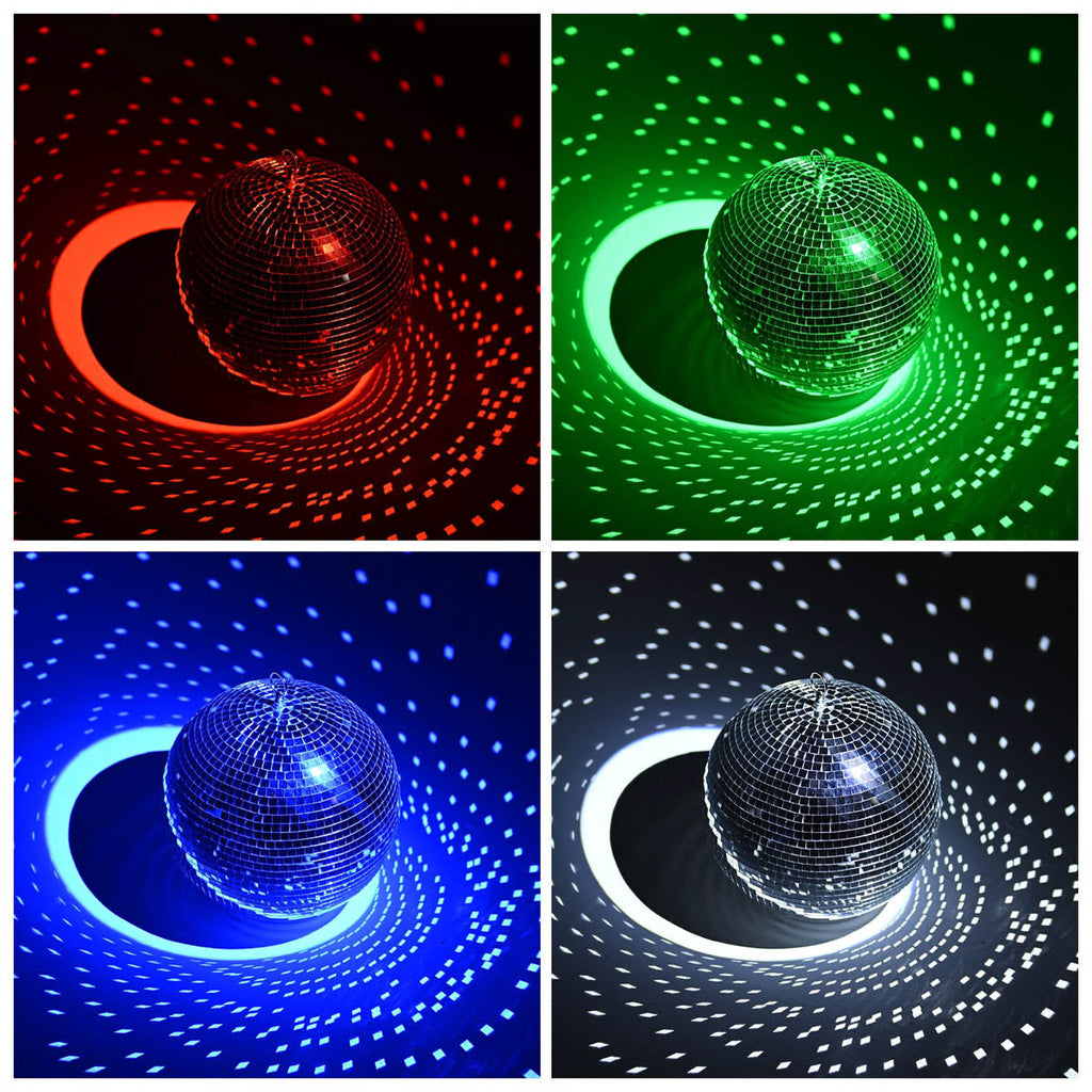 Yescom 16in Shiny Disco Ball with Motor, 8 RGB Lights for Event Party
