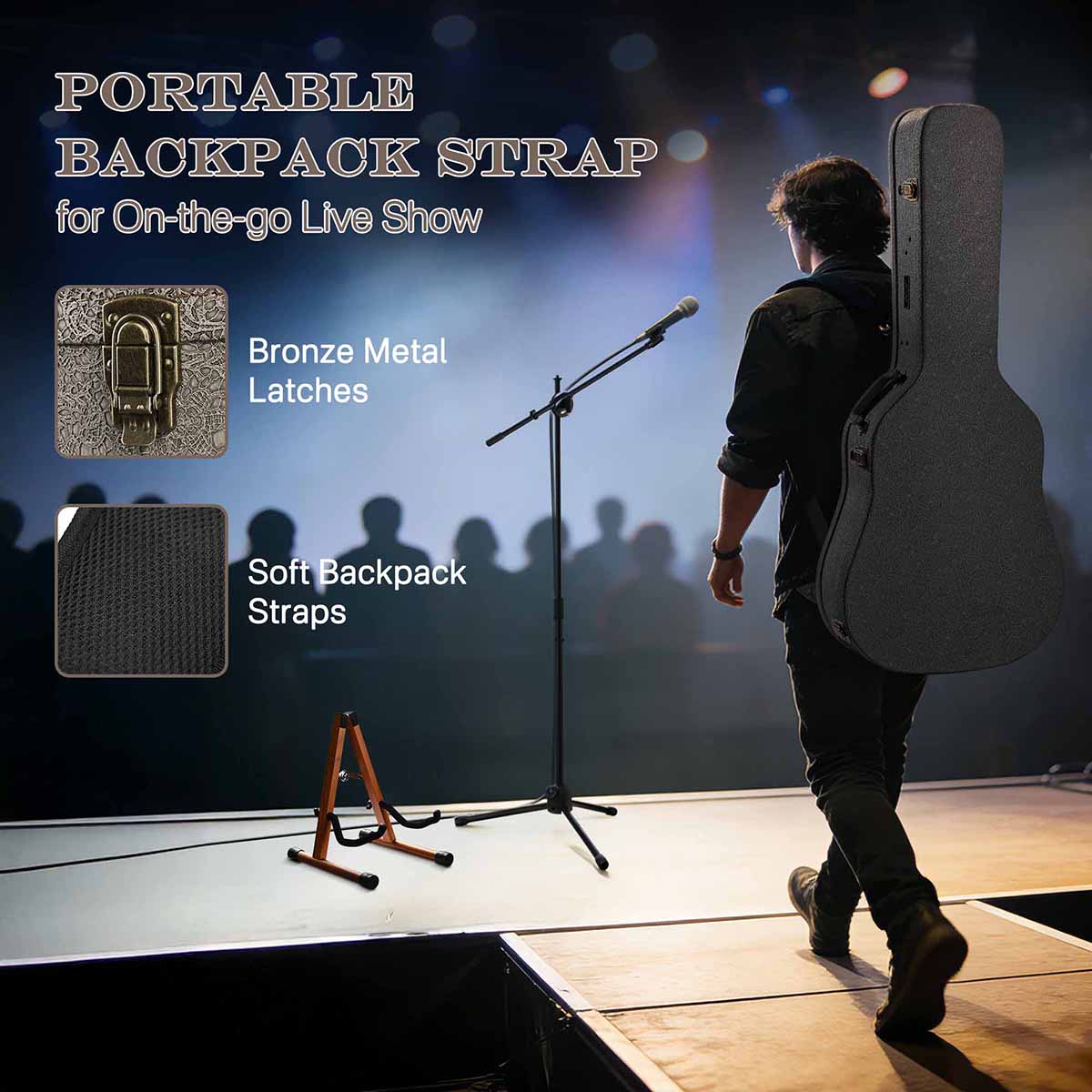 Yescom Acoustic Guitar Case (Stand & Straps Optional Add-on)