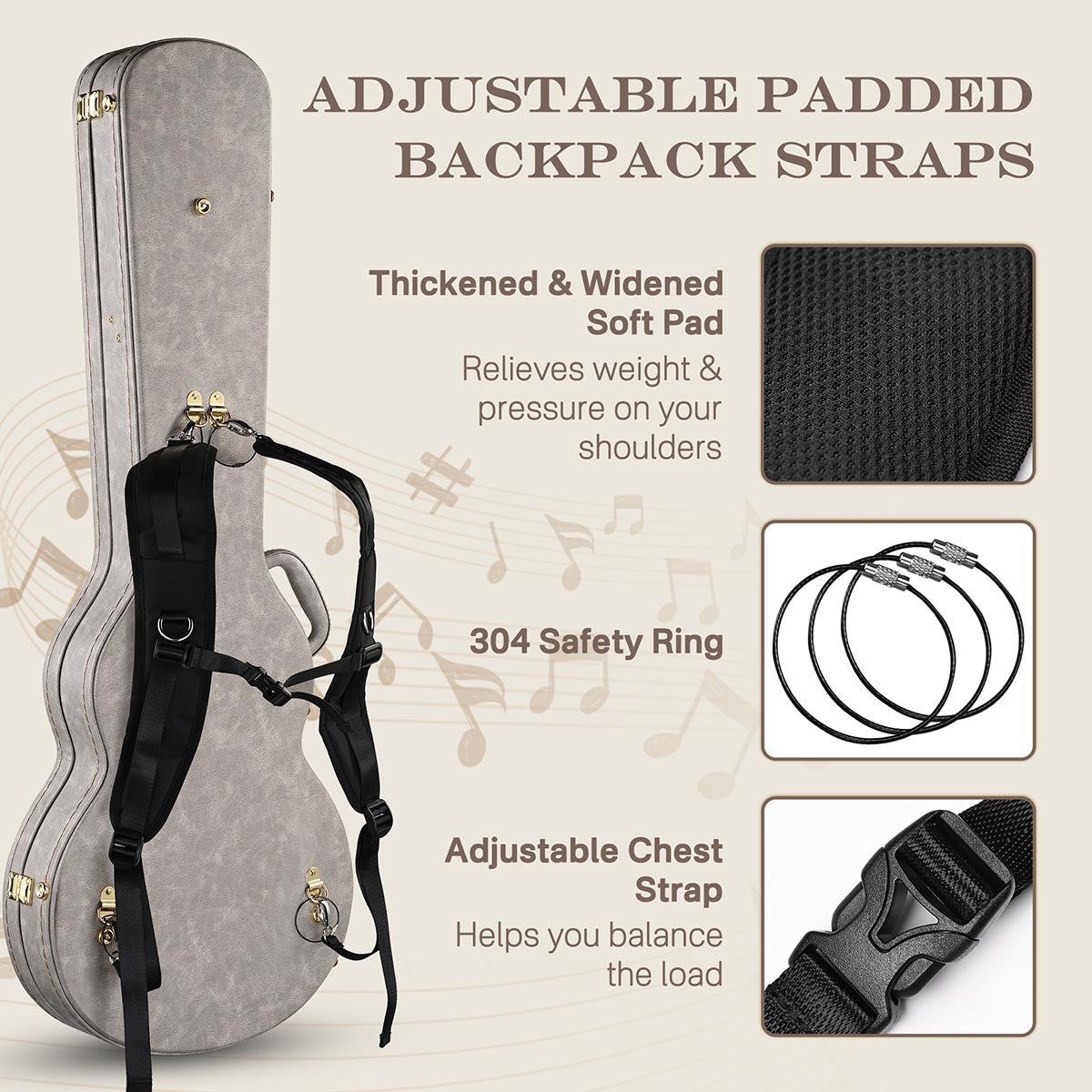 Yescom Lockable Electric Guitar Hard-Shell Case Les Paul Style Wood