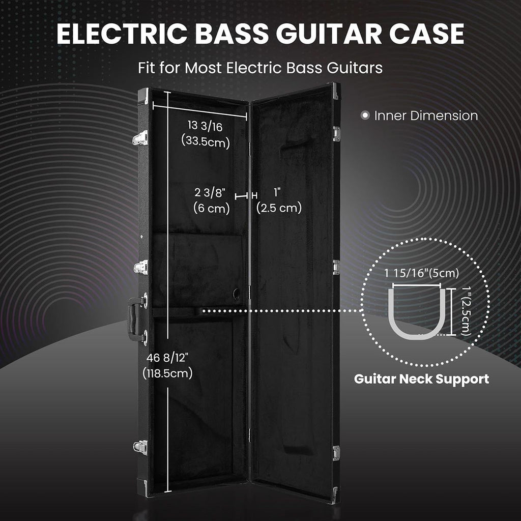 Yescom Lockable Universal Electric Bass Guitar Hard-Shell Case 48x15 in