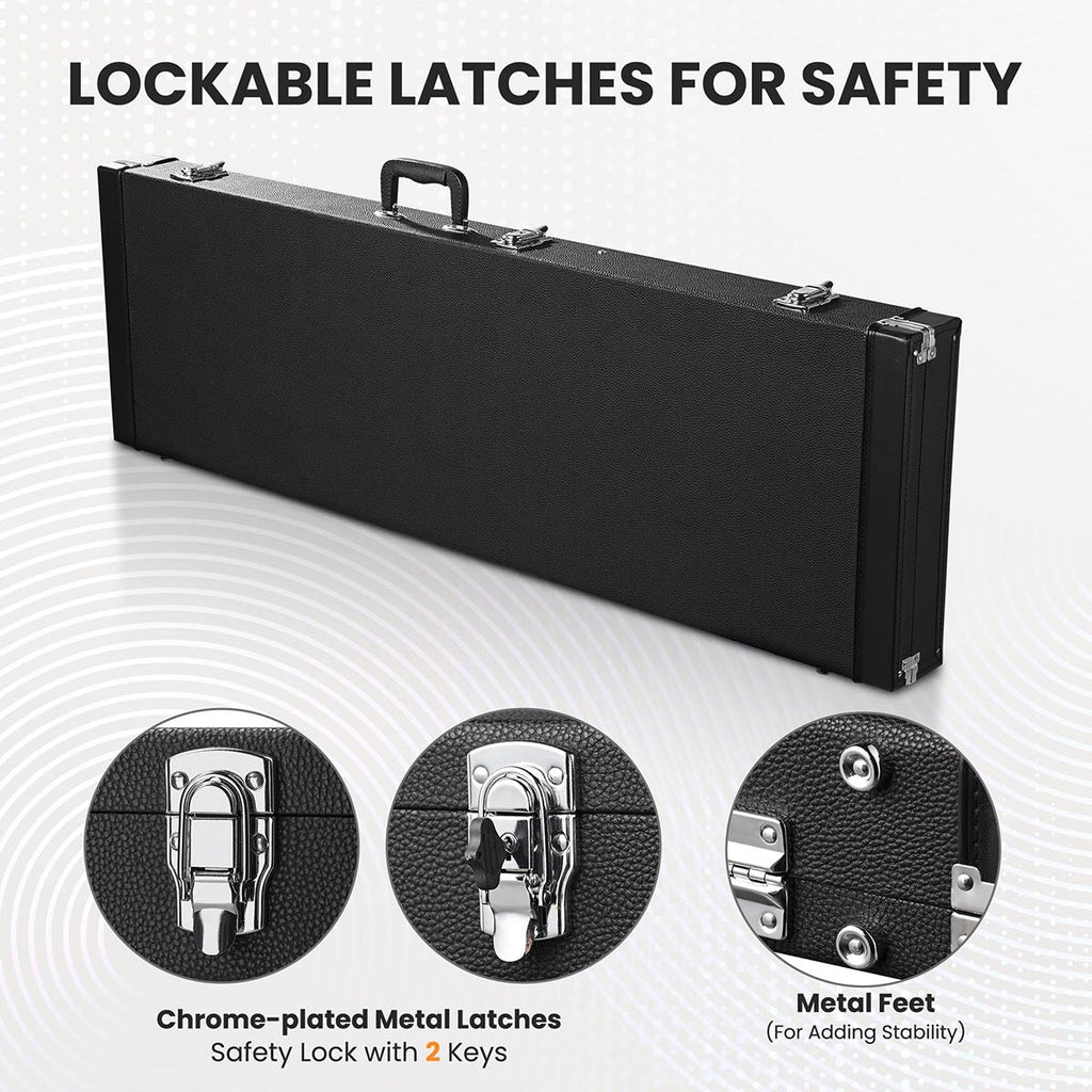 Yescom Lockable Universal Electric Bass Guitar Hard-Shell Case 48x15 in