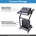 Yescom 19in 9U Stage Rolling Audio Mixer Stand Rack Cart w/ 4 Poles