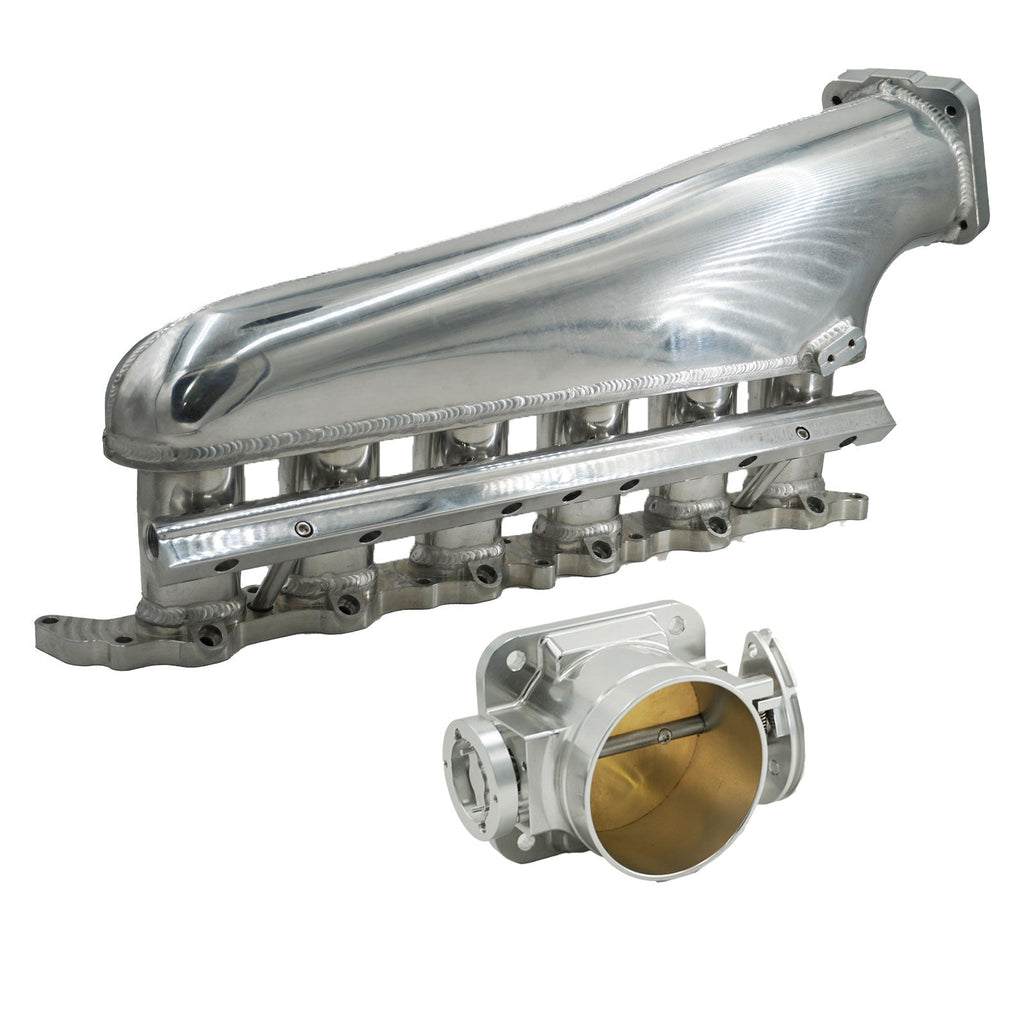2JZ GE Billet Intake Manifold Fuel Rail Throttle Body 90mm TB Supra 2J Swap 2JZ