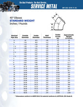 Load image into Gallery viewer, Standard Carbon Steel Weld 45 Elbow