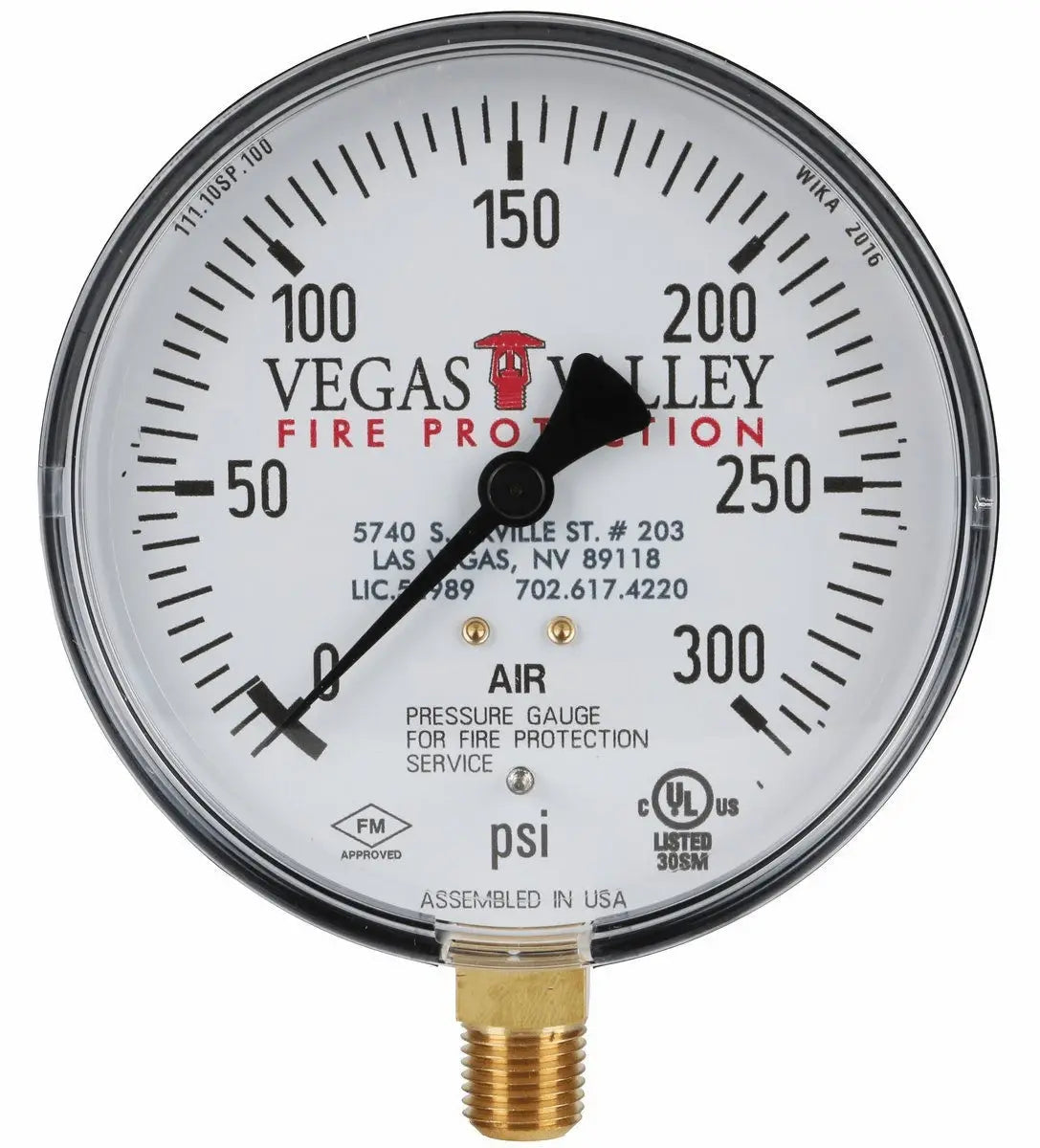 Fire Sprinkler Air/Water Gauge 0-300 PSI UL FM Approved by FPPI