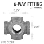 1/2 in. Black 6-Way Fitting